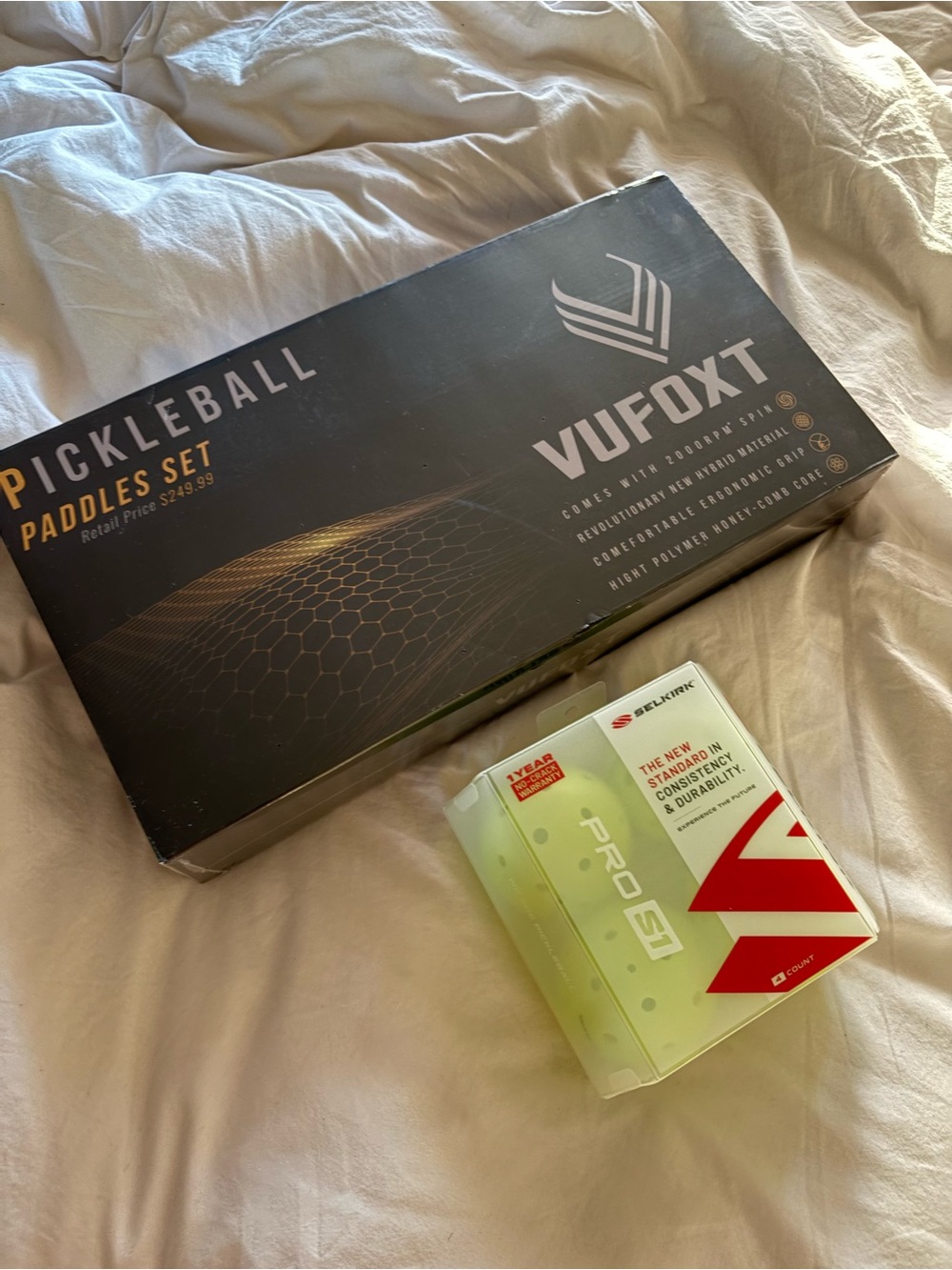 New! Vulfox Pickleball Paddle Set with Pro 9 Balls - Black & Lime